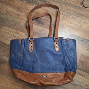 Chaps Navy and Brown Tote Bag